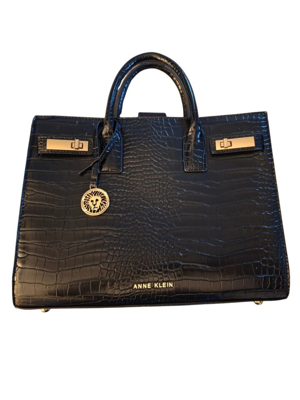 Anne Klein Blac Croc-Embossed Satchel